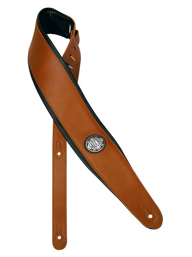 Gaucho GST-600-BR Padded Deluxe Series Gitaarband bruin kunstleer, gevoerde zwarte achterzijde