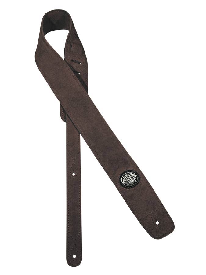 Gaucho GST-610-DBR Padded Suede Series Gitaarband donkerbruin suède voorzijde, donkerbruin suède achterzijde