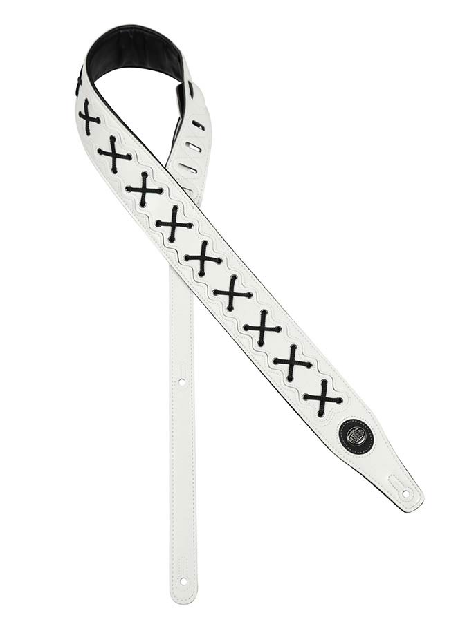 Gaucho GST-648-WH Buffalo Lace Series Gitaarband kunstleer, geveterd, wit