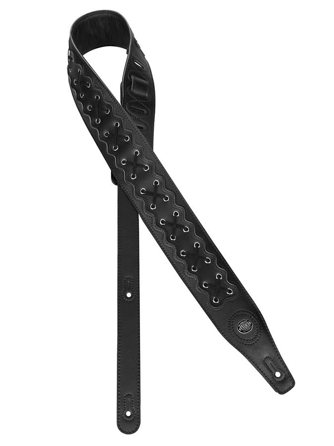 Gaucho GST-648-BK Buffalo Lace Series Gitaarband kunstleer, geveterd, zwart