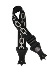 Gaucho GST-144-BK Icon Series Gitaarband deluxe zwart nylon, met kunstleeren eindstukken, chains print