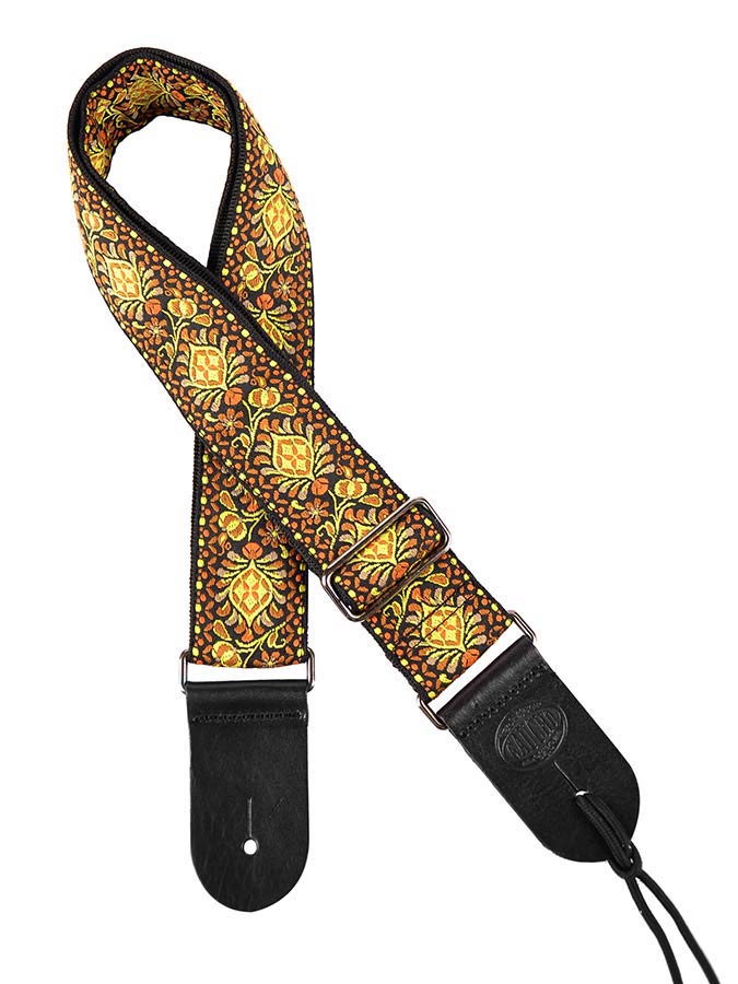 Gaucho GST-184-07 Traditional Series Gitaarband 2" jacquard geweven, leren slips, meerkleurig