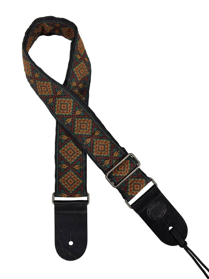 Gaucho GST-184-10 Traditional Series Gitaarband 2" jacquard geweven, leren slips, meerkleurig