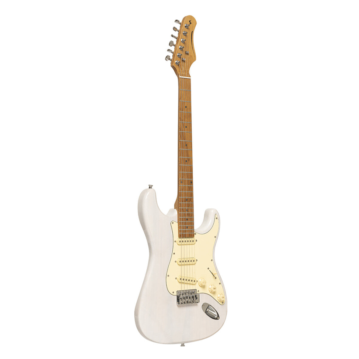 Stagg SES-55 WHB S-style elektrische gitaar See through White Blonde, glanzend
