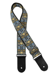 Gaucho GST-186-BU Traditional Series Gitaarband 2" jacquard geweven, leren slips, blauw mozaiek