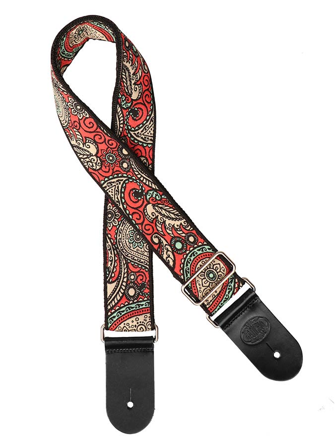 Gaucho GST-188-23 Traditional Series Gitaarband 2" jacquard geweven, leren slips, meerkleurig
