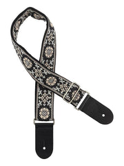 Gaucho GST-195-04 Traditional Series Gitaarband van 5 cm breed jacquardweefsel met leren uiteinden, meerkleurig
