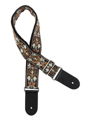 Gaucho GST-194-03 Traditional Series Gitaarband van 5 cm breed jacquardweefsel met leren uiteinden, meerkleurig