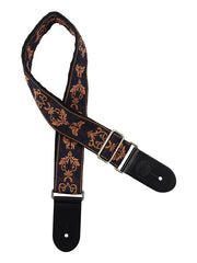 Gaucho GST-194-05 Traditional Series Gitaarband van 5 cm breed jacquardweefsel met leren uiteinden, meerkleurig