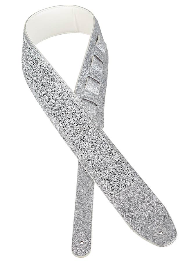 Gaucho GST-250-SI Sparkling Series Gitaarband van glanzend kunstleer, sprankelend zilver