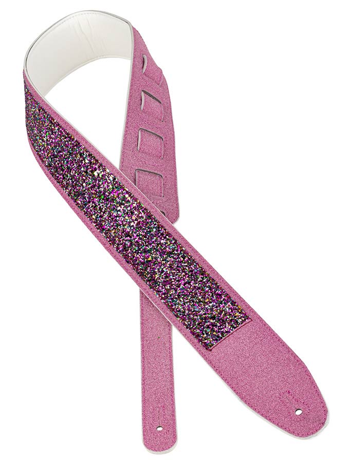 Gaucho GST-250-PK Sparkling Series Gitaarband van glanzend kunstleer, sprankelend roze