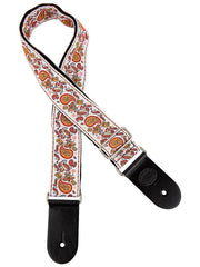 Gaucho GST-196-09 Traditional Series Gitaarband van 5 cm breed jacquardweefsel met leren uiteinden, meerkleurig