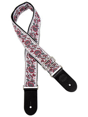 Gaucho GST-196-10 Traditional Series Gitaarband van 5 cm breed jacquardweefsel met leren uiteinden, meerkleurig