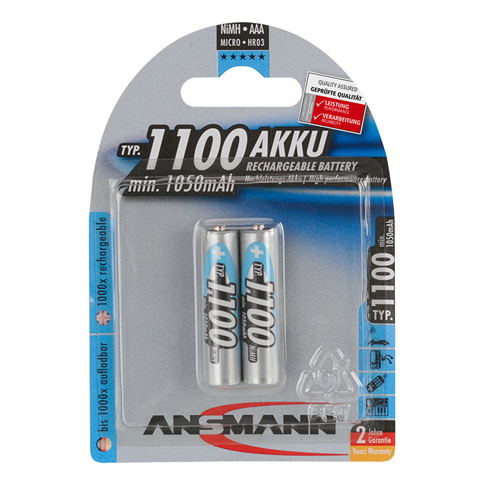 Ansmann Premium AAA 1100 mAh 2-pcs blister – oplaadbare batterij