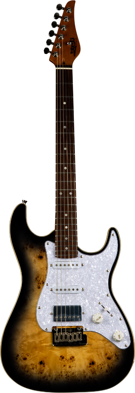 JET Guitars JS-450Q TB R – elektrische gitaar – S-stijl HSS transp. bruin, palissander toets