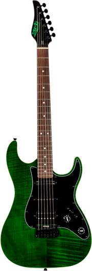 JET Guitars JS-450 TGR R – elektrische gitaar – S-stijl HSS transp. Groen, palissander toets
