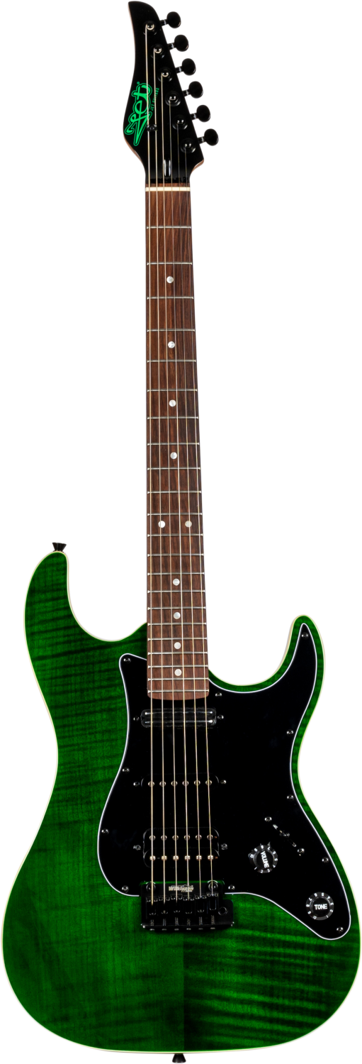 JET Guitars JS-450 TGR R – elektrische gitaar – S-stijl HSS transp. Groen, palissander toets