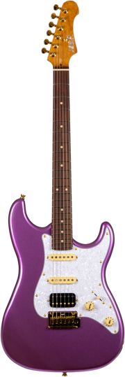 JET Guitars JS-480 VI G – elektrische gitaar – S-stijl HSS Violet/Goud hardware, palissander toets