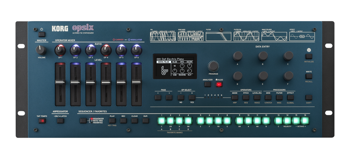 Korg Synthesizer, digitaal, opsix module, Altered FM Synthese, Desktop, Rack