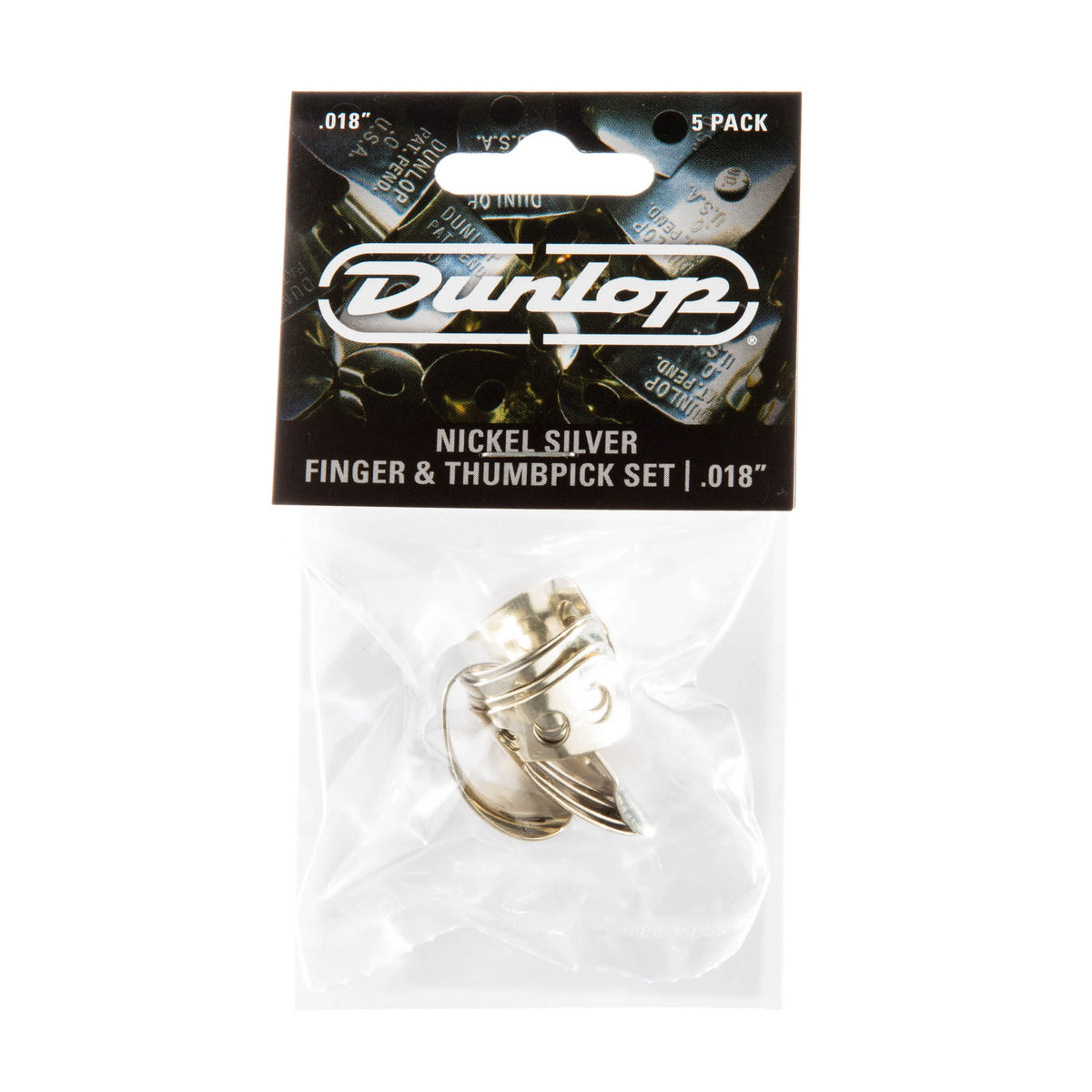 Dunlop Nickel Silver Finger & Thumbpick Set 0,018 inch – 5 stuks
