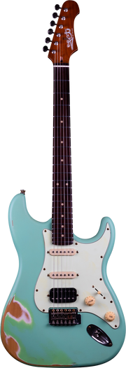 JET Guitars JS-400 RLC SFG – elektrische gitaar – S-stijl HSS 'relic' Zeegroen