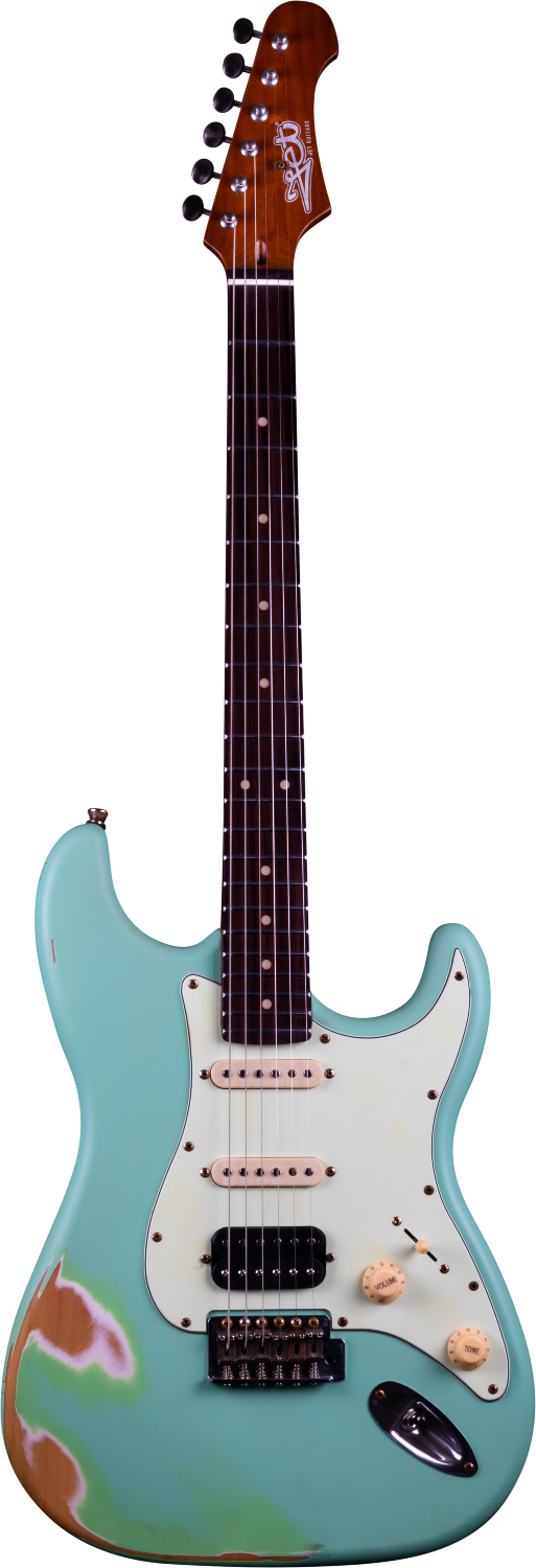 JET Guitars JS-400 RLC SFG – elektrische gitaar – S-stijl HSS 'relic' Zeegroen
