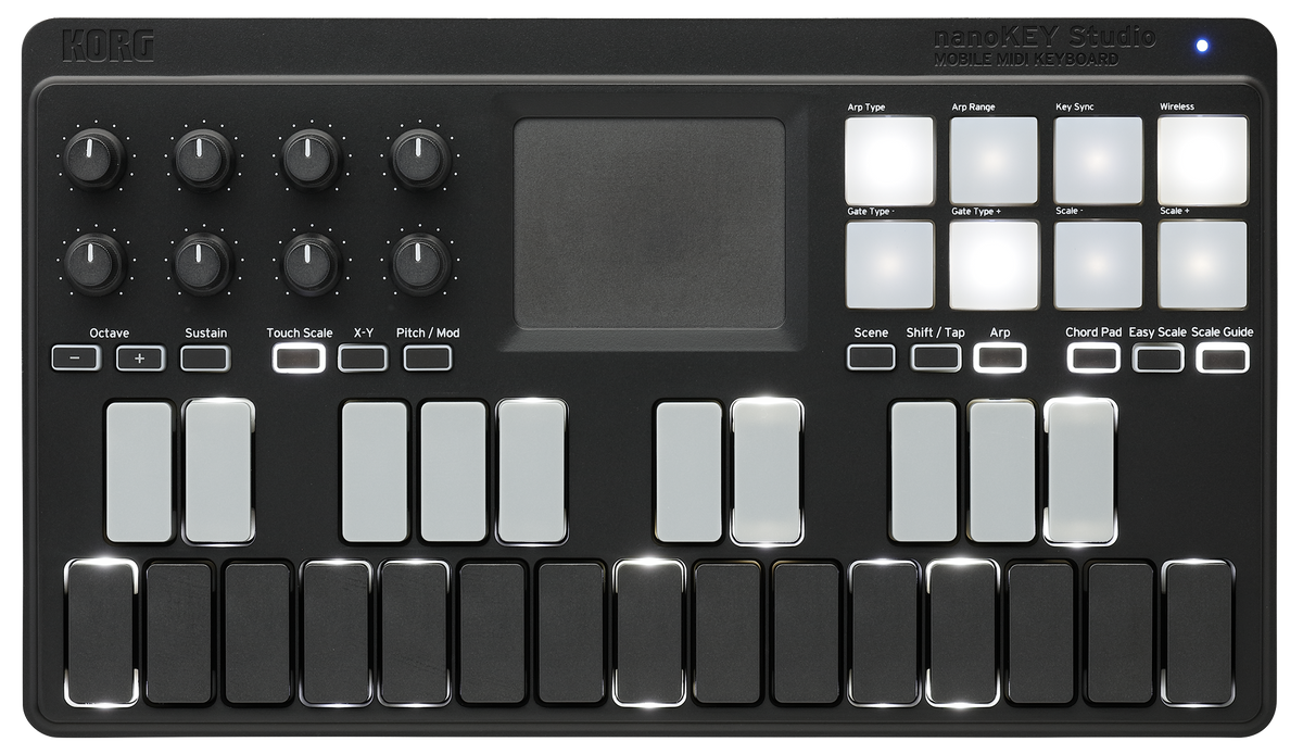 Korg USB-Controller, Bluetooth, nanoKEY Studio, 8 Pads, zwart