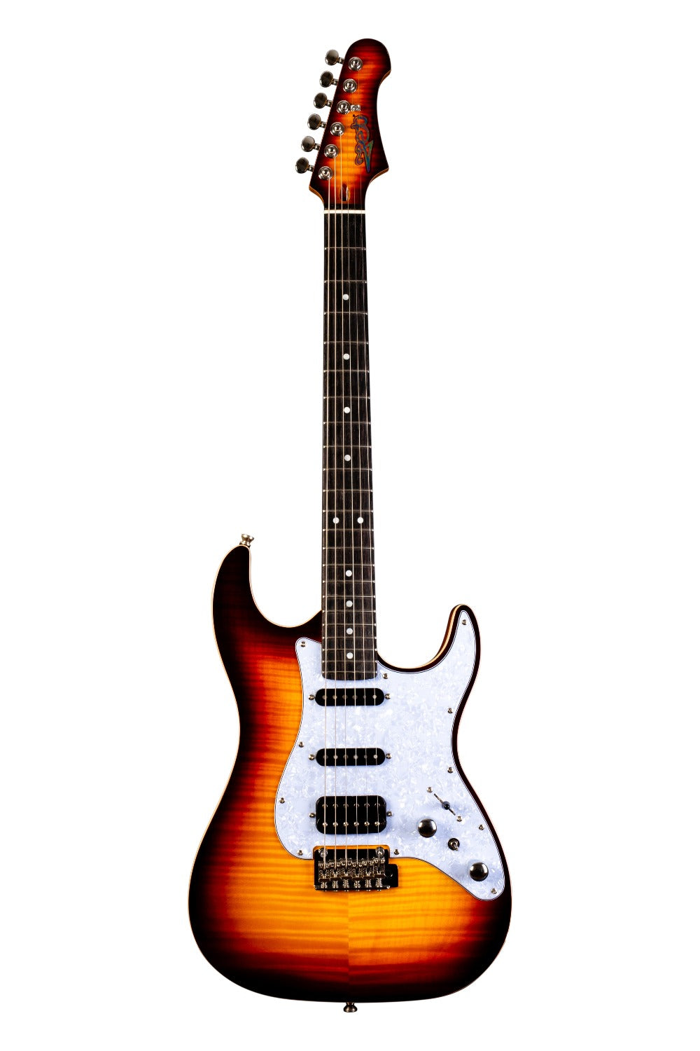 JET Guitars JS 600 BS – elektrische gitaar – S-stijl HSS Mahonie met gevlamd esdoorn top, Sunburst