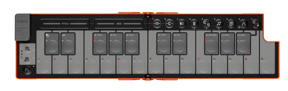 Korg USB-controller, nanoKEY Fold, 25 toetsen, Inklapbaar, Lava Orange, Ltd.