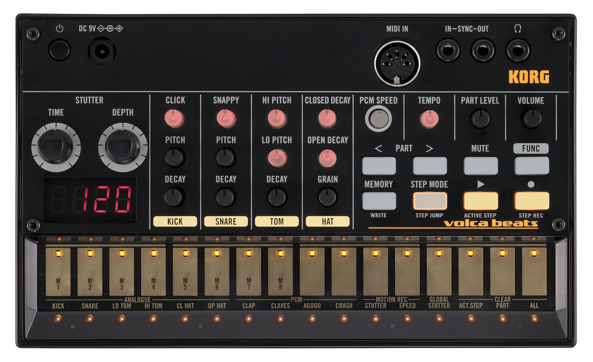 Korg Synthesizer, analoog, volca beats, Drum Computer, Sequencer