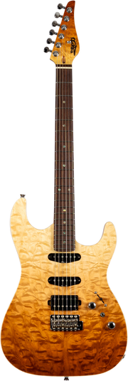 JET Guitars JS-45 Fireburst – elektrische gitaar – S-stijl HSS Fireburst vlam, palissander toets
