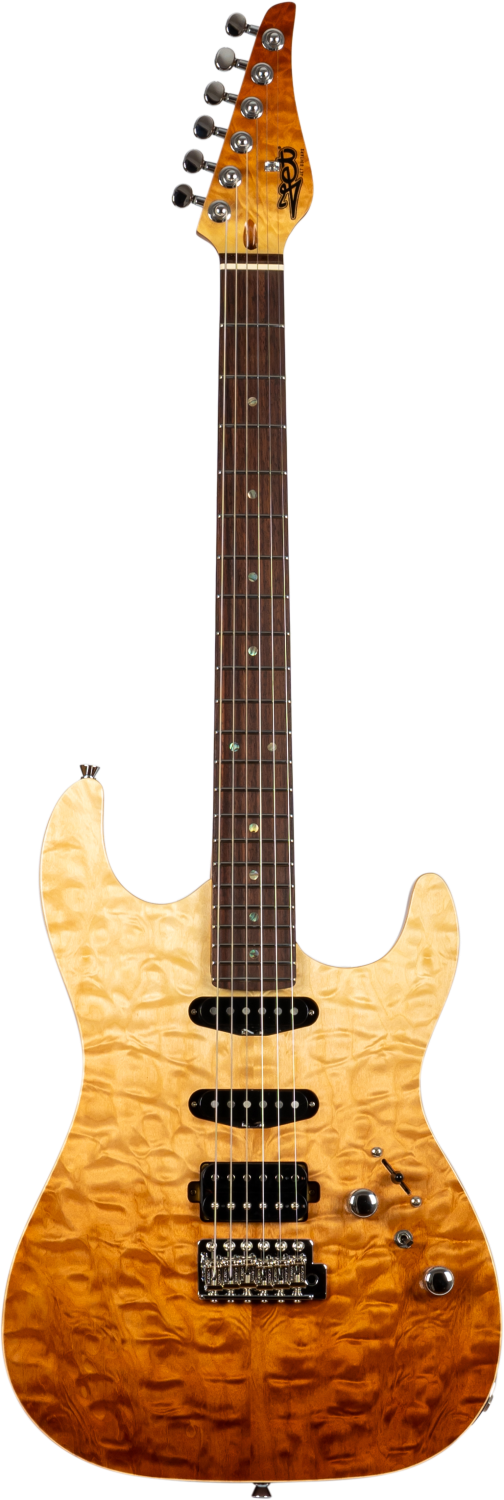 JET Guitars JS-45 Fireburst – elektrische gitaar – S-stijl HSS Fireburst vlam, palissander toets