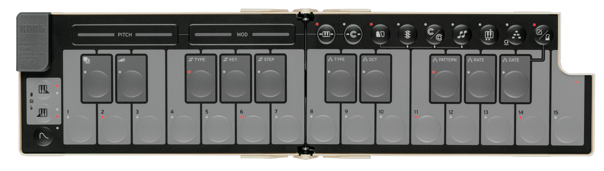 Korg USB-controller, nanoKEY Fold, 25 toetsen, Inklapbaar, zandbeige,Ltd.