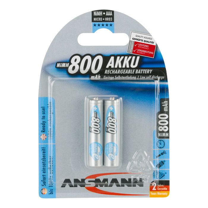 Ansmann Premium AAA 800 mAh 2-pcs blister – oplaadbare batterij