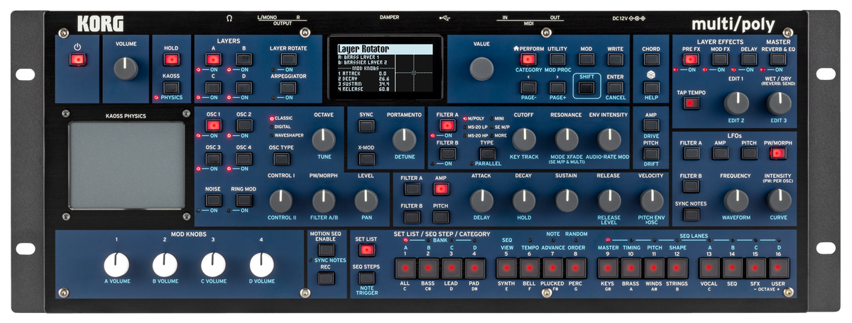 Korg Synthesizer,digitaal,multi/poly module,virtueel-anal.,37 toetsen,60 stemmen