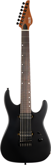 JET Guitars JS-507 BK Stygian – elektrische gitaar – S-stijl 7-snarige Stygian HH Satijn Zwart, palissander toets
