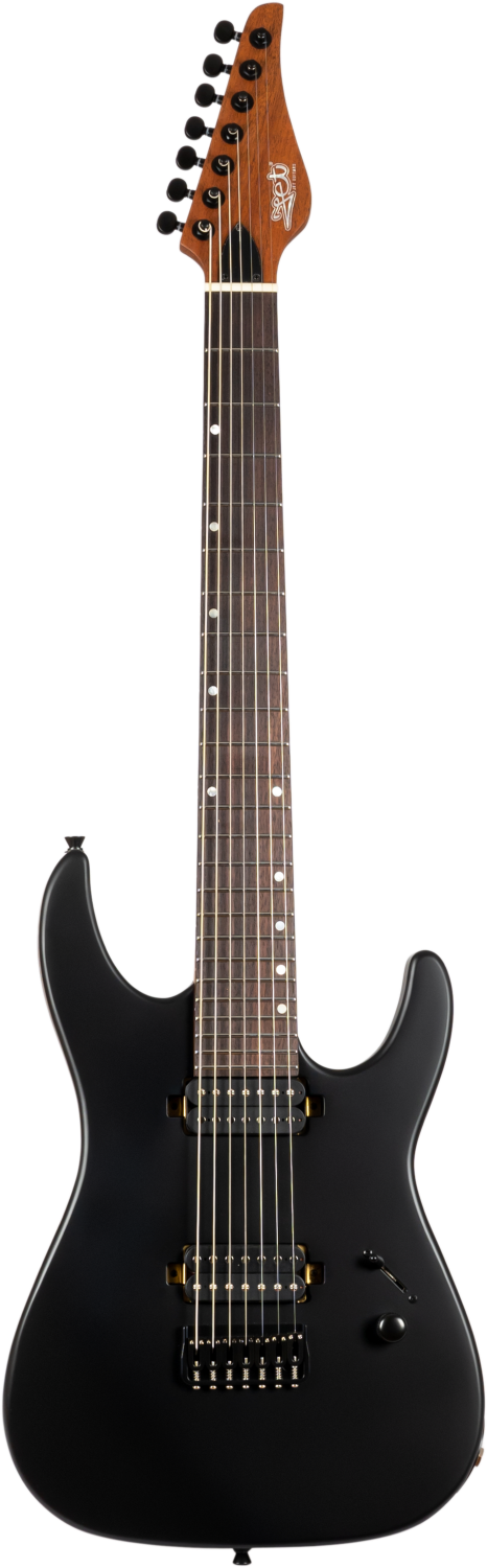 JET Guitars JS-507 BK Stygian – elektrische gitaar – S-stijl 7-snarige Stygian HH Satijn Zwart, palissander toets