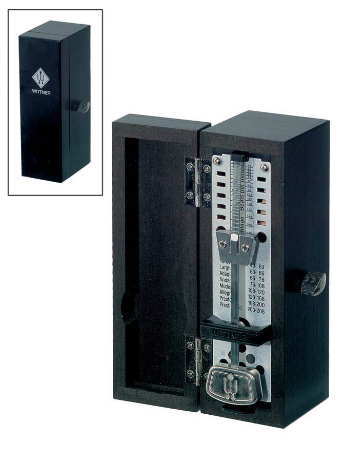 Wittner 880260 mechanische metronoom houten behuizing, zwart, mat, zonder bel