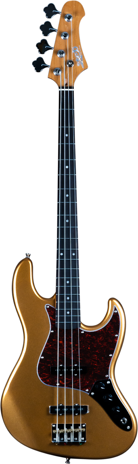 JET Guitars JJB-300 GD R – elektrische basgitaar – JB-stijl Bas Goud, palissander toets