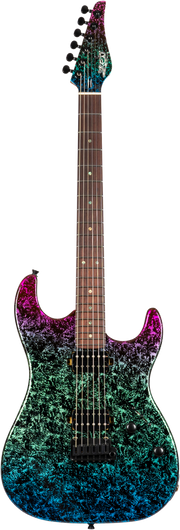 JET Guitars JS-50 Art – elektrische gitaar – S-stijl HH Kunst Blauw, palissander toets