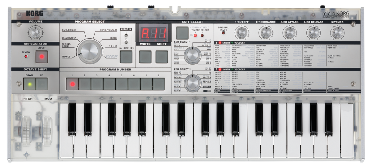 Korg Synthesizer, digital, microKORG, Vocoder, 37 Tasten, Crystal