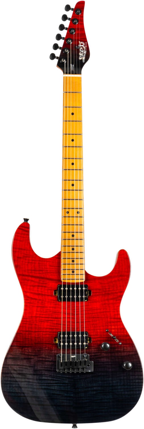 JET Guitars JS-1000 Vulcano – elektrische gitaar – S-stijl HH transparant Rood