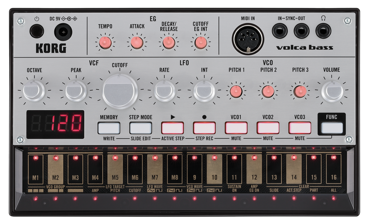 Korg Synthesizer, analoog, volca bass, Bass Sounds, Sequencer
