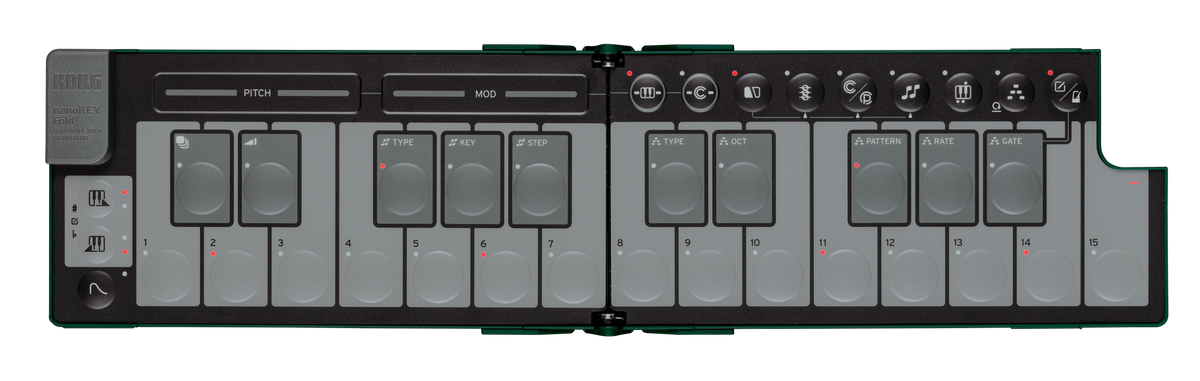 Korg USB-controller, nanoKEY Fold, 25 toetsen, Inklapbaar, Alpine Green, Ltd.