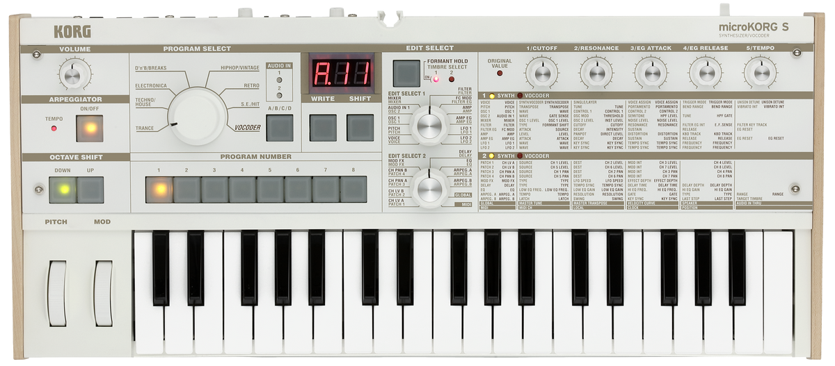 Korg Synthesizer, digitaal, microKORG S, luidsprekers, 37 toetsen
