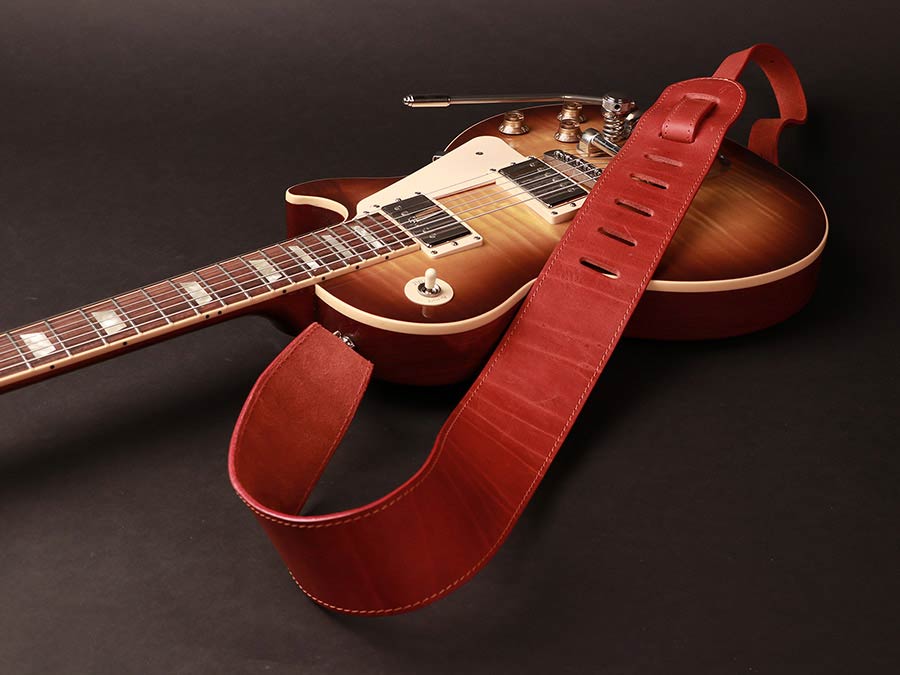 Gaucho GST-952-RD Cobbler Series Gitaarband topkwaliteit Europees leder, 7 cm breed, rood, gemaakt in Italië