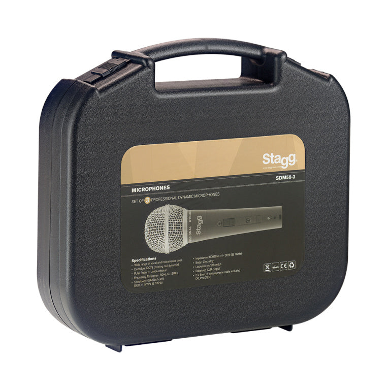 Stagg SDM50-3 dynamische microfoonset (3 stuks)