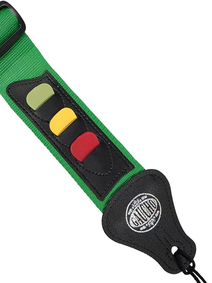 Gaucho GST-55-GN Standard Series Gitaarband met 3 plectrumhouders, groen nylon