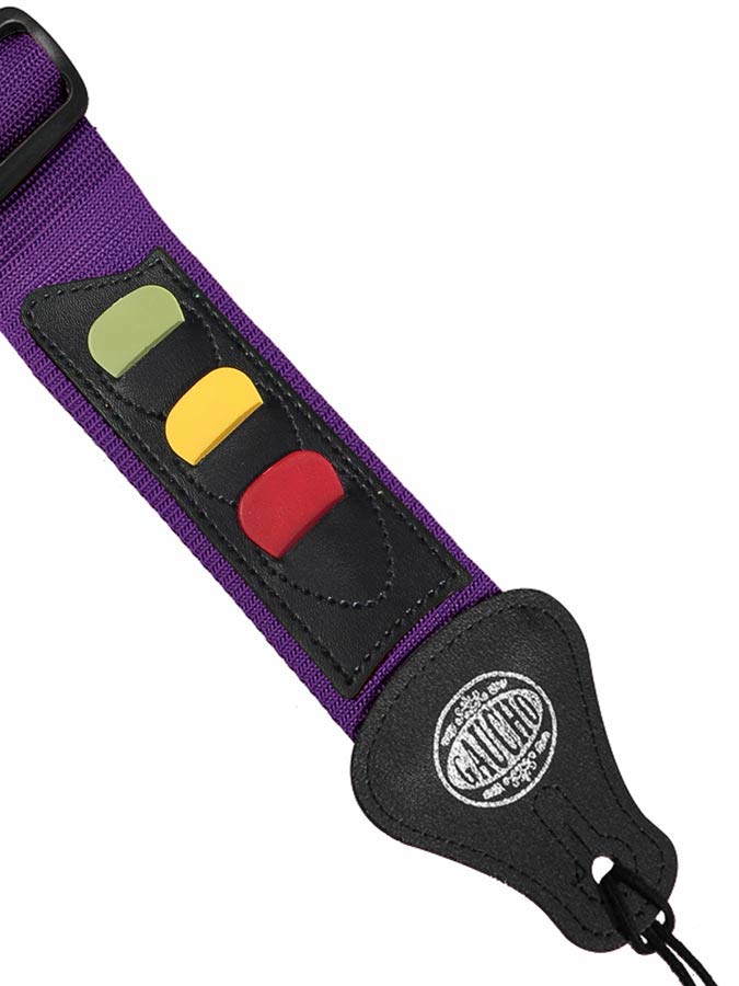 Gaucho GST-55-PU Standard Series Gitaarband met 3 plectrumhouders, paars nylon