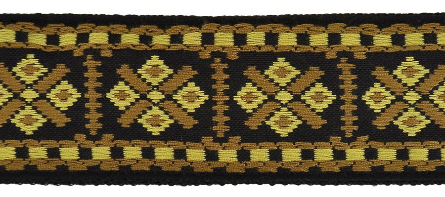 Gaucho GST-181-YE Traditional Series Gitaarband 2" jacquard geweven, leren slips, geel